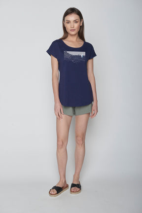 Navy: Lässiges T-Shirt aus Bio-Baumwolle für Damen [17308]