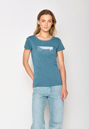 Blau:  Lässiges T-Shirt aus Bio-Baumwolle für Damen [17315]