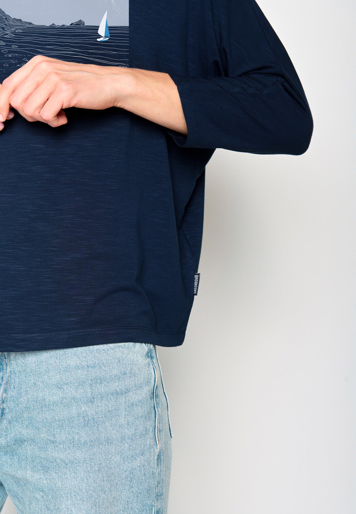 Navy Wash: Gemütliches Longsleeve aus Viskose (LENZING™ ECOVERO™) Mix für Damen [17323]