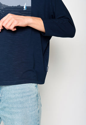 Navy Wash: Gemütliches Longsleeve aus Viskose (LENZING™ ECOVERO™) Mix für Damen [17323]