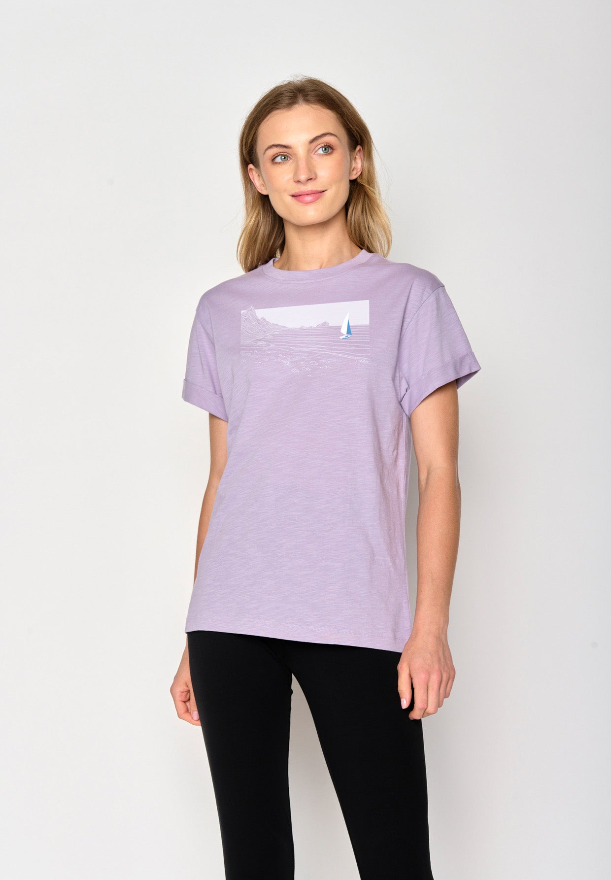 Lila:  Lässiges T-Shirt aus Bio-Baumwolle für Damen [17326]