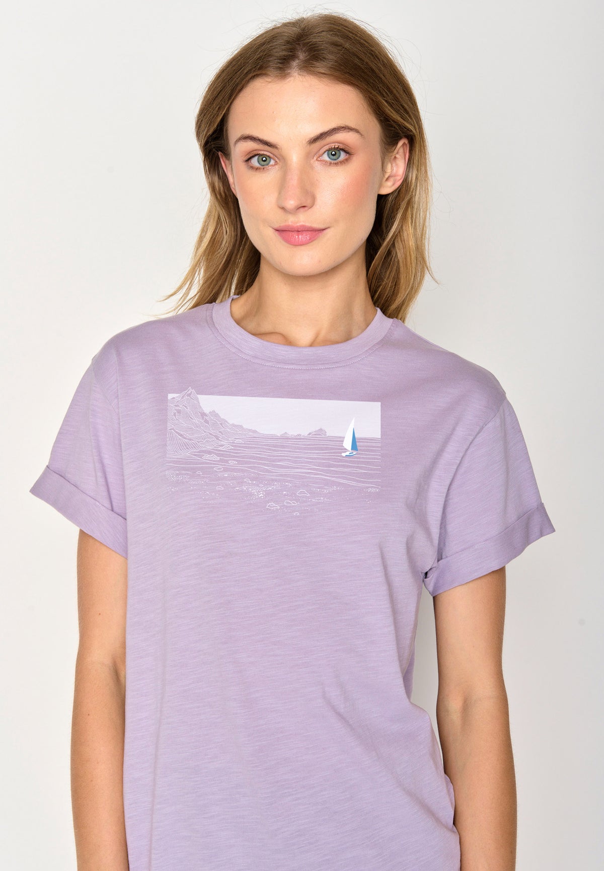 Lila:  Lässiges T-Shirt aus Bio-Baumwolle für Damen [17328]