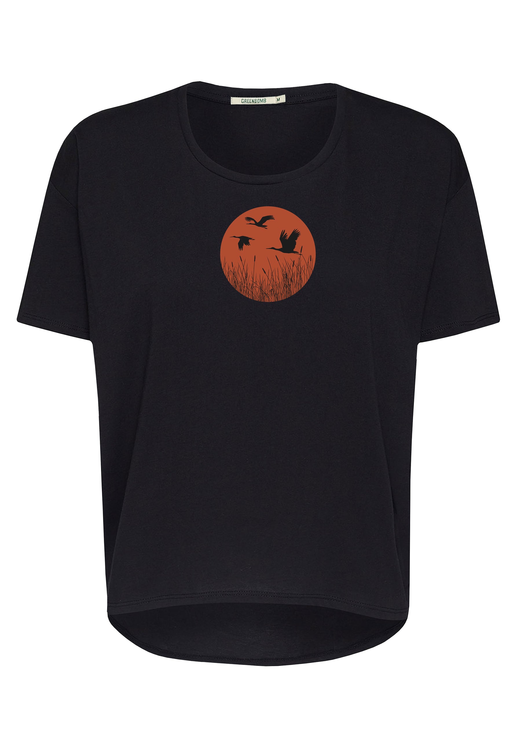 Black: Lässiges T-Shirt aus Bio-Baumwoll-Mix für Damen [17329]