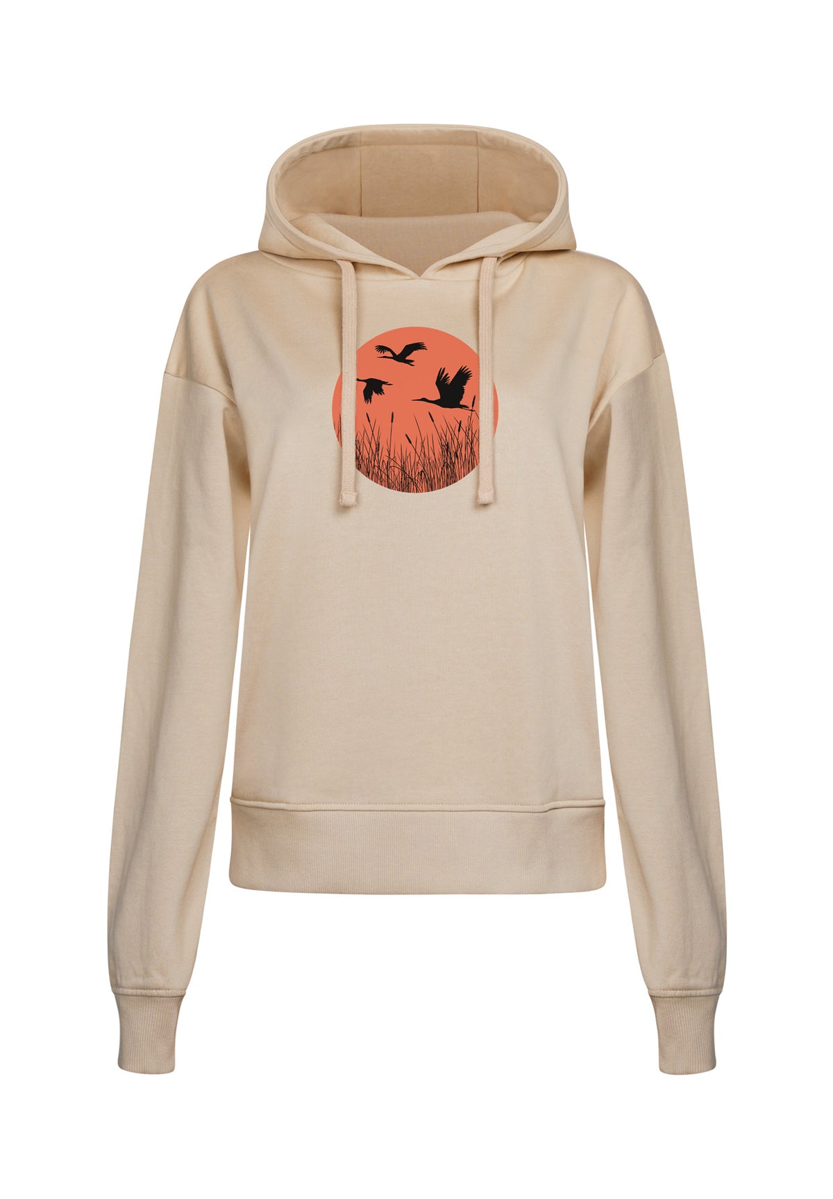 Latte: Gemütlicher Hoodie aus Bio-Baumwoll Mix für Damen [17335]