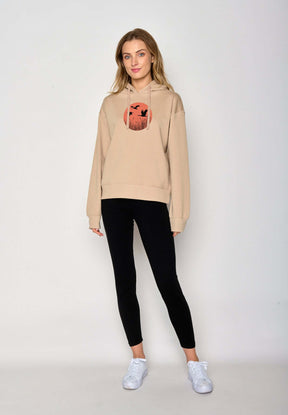 Braun:  Gemütlicher Hoodie aus Bio-Baumwoll Mix für Damen [17336]