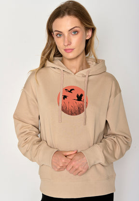 Latte: Gemütlicher Hoodie aus Bio-Baumwoll Mix für Damen [17339]