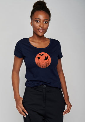 Blau:  Lässiges T-Shirt aus Bio-Baumwolle für Damen [17344]