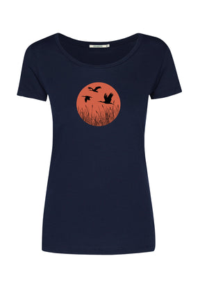 Blau:  Lässiges T-Shirt aus Bio-Baumwolle für Damen [17345]