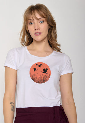 Weiß:  Lässiges T-Shirt aus Bio-Baumwolle für Damen [17346]