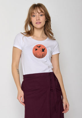 Weiß:  Lässiges T-Shirt aus Bio-Baumwolle für Damen [17349]