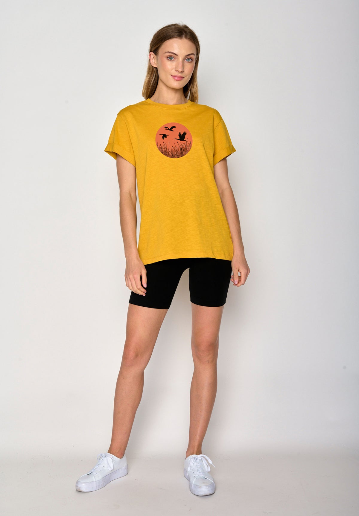 Gelb:  Lässiges T-Shirt aus Bio-Baumwolle für Damen [17352]