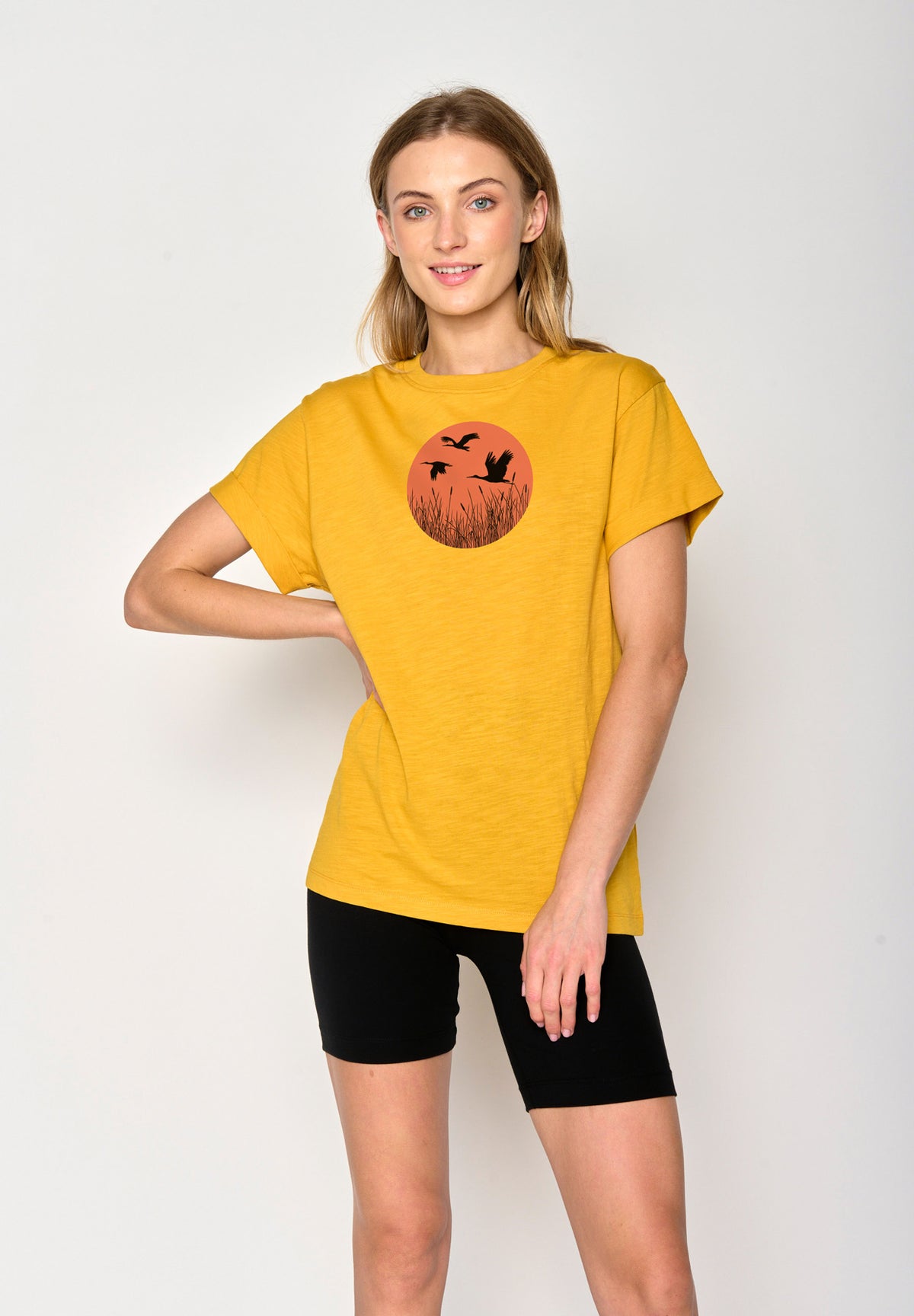 Gelb:  Lässiges T-Shirt aus Bio-Baumwolle für Damen [17353]