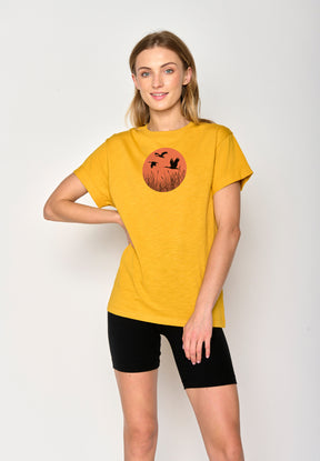Gelb:  Lässiges T-Shirt aus Bio-Baumwolle für Damen [17353]