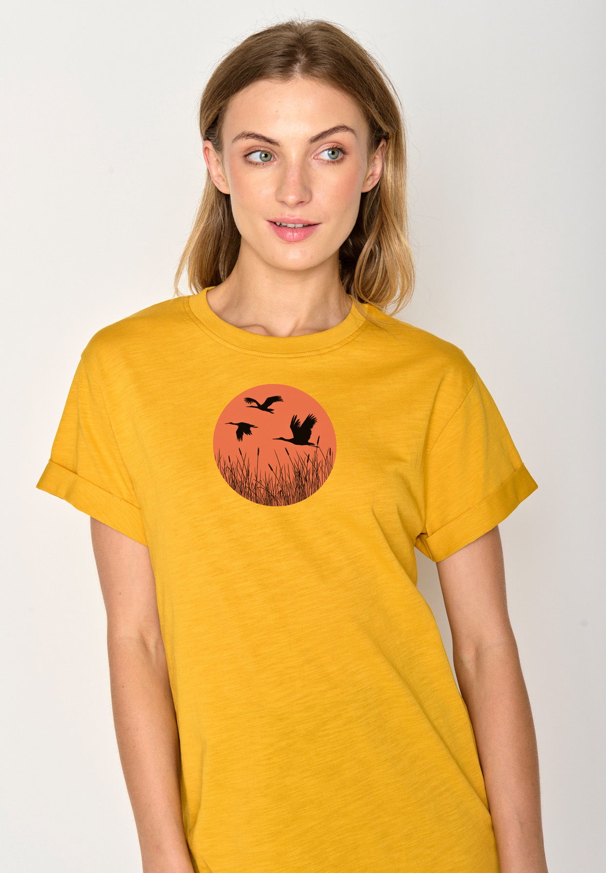 Gelb:  Lässiges T-Shirt aus Bio-Baumwolle für Damen [17355]