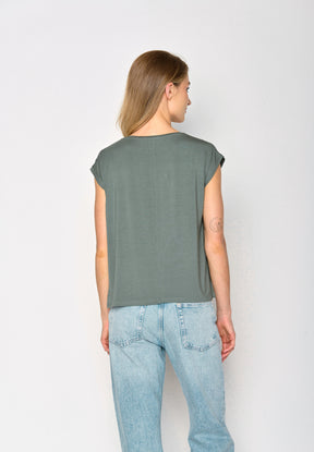 Dirty Olive: Lässiges Shirt aus LENZING™ TENCEL™ Mix für Damen [17359]
