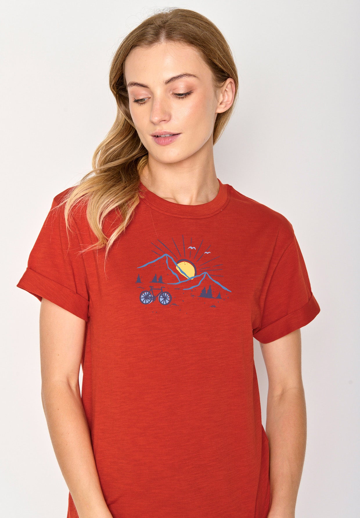 Rot:  Lässiges T-Shirt aus Bio-Baumwolle für Damen [17378]