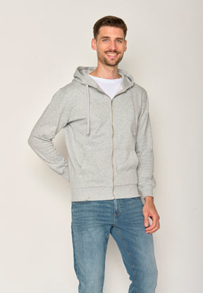Grau:  Sportliche Zipjacke aus Bio-Baumwolle für Herren [17379]