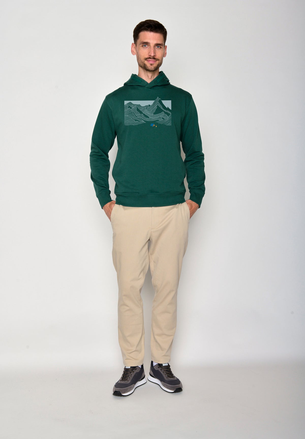 Jungle Green: Kuschliger Hoodie aus Bio-Baumwolle für Herren [17392]