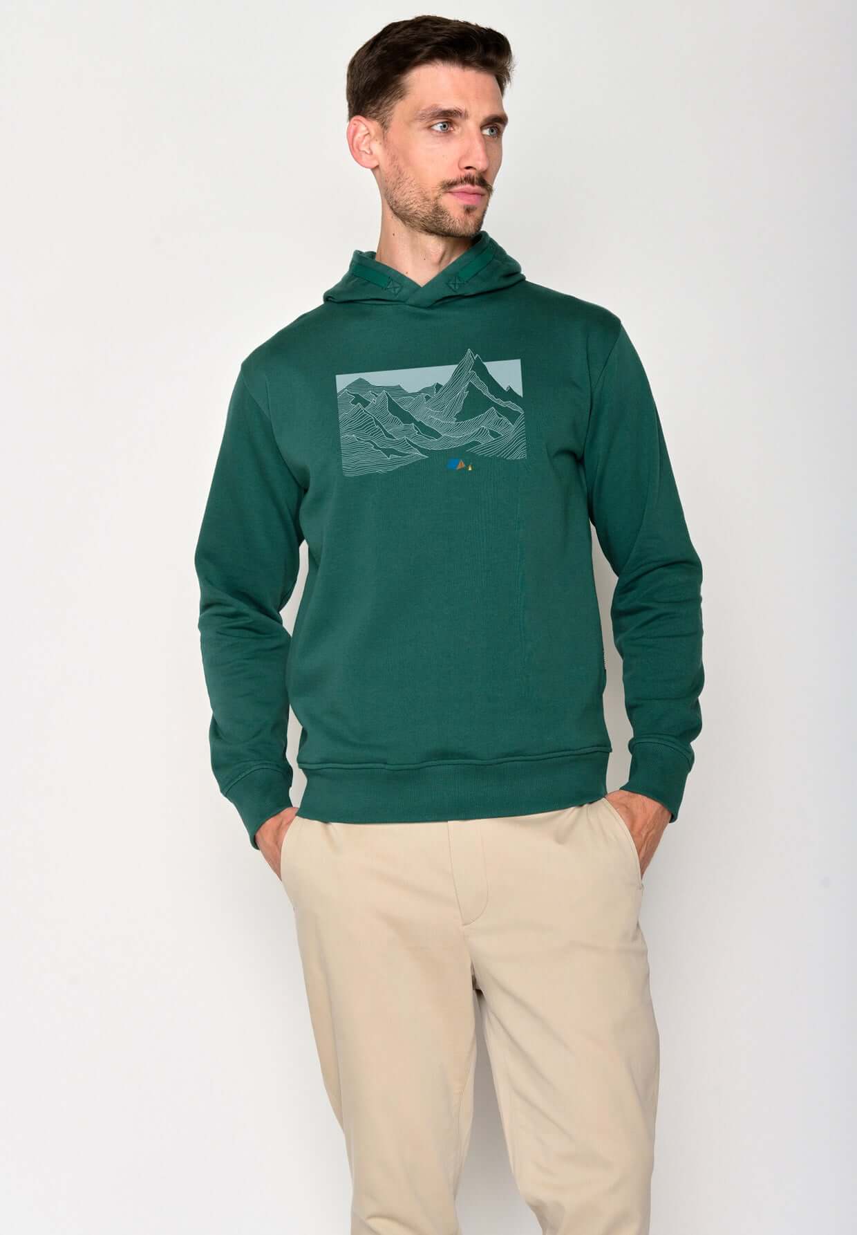 Grün:  Kuschliger Hoodie aus Bio-Baumwolle für Herren [17393]