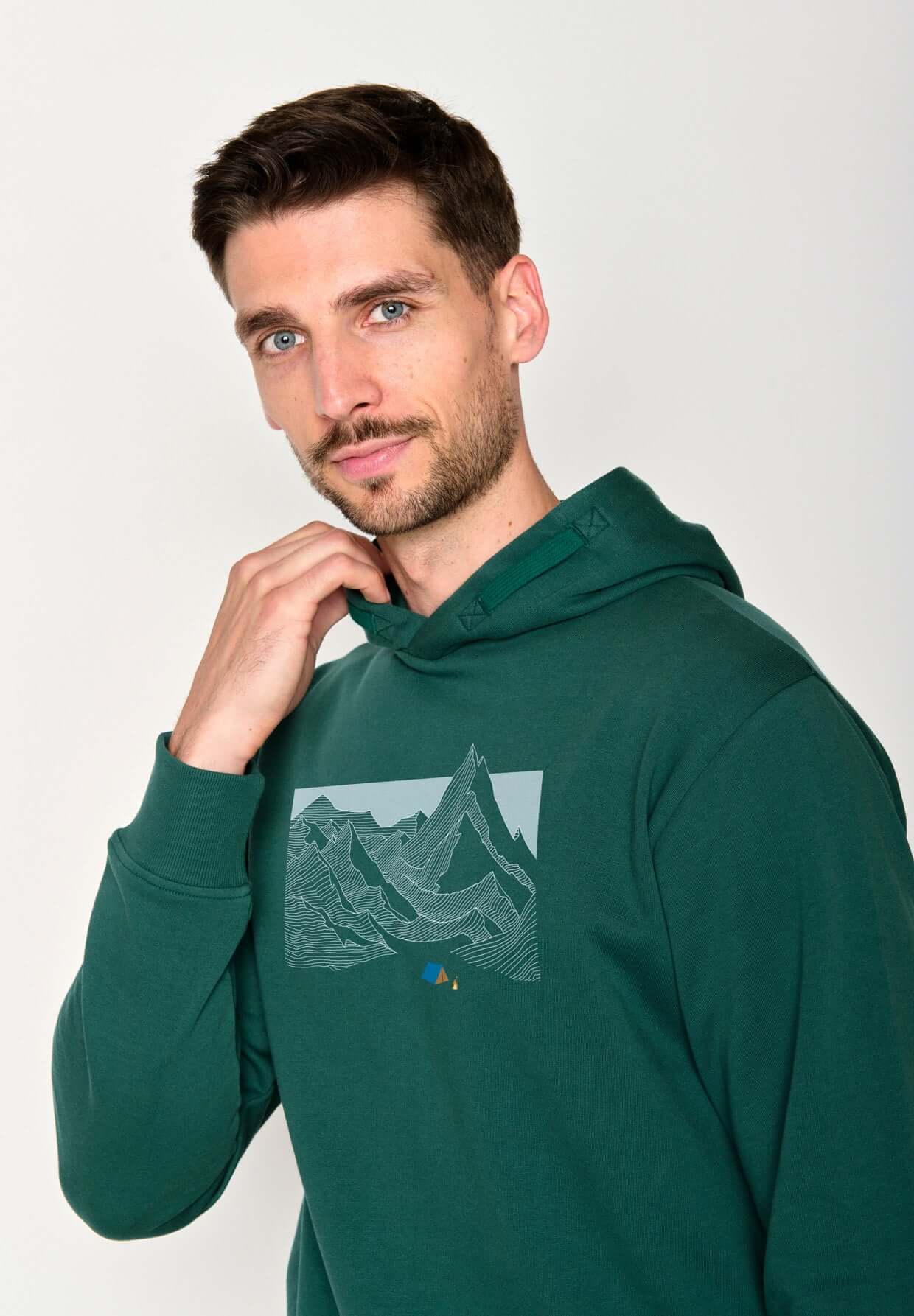 Grün:  Kuschliger Hoodie aus Bio-Baumwolle für Herren [17395]