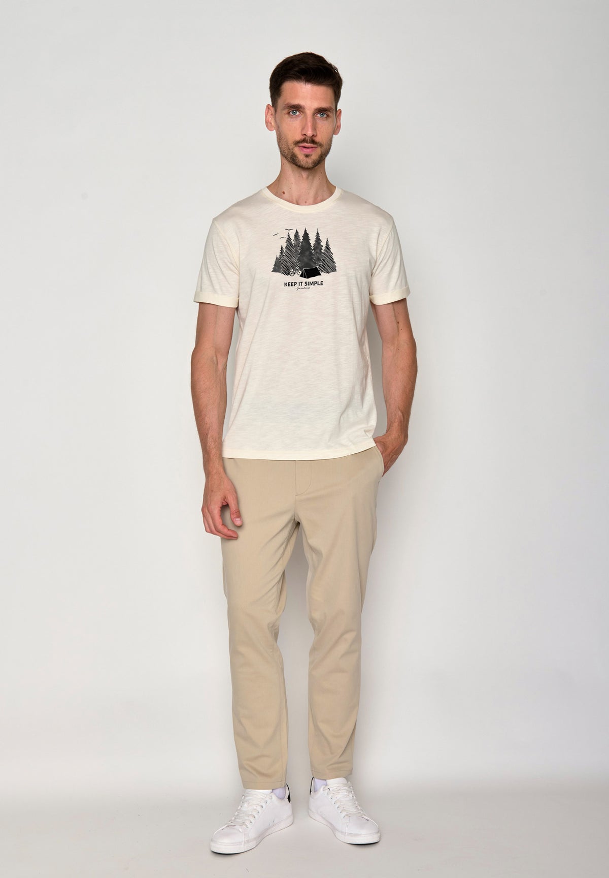 Weiß:  Lässiges T-Shirt aus Bio-Baumwoll Mix für Herren [17397]