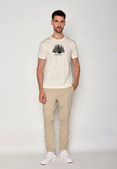 Weiß:  Lässiges T-Shirt aus Bio-Baumwoll Mix für Herren [17397]