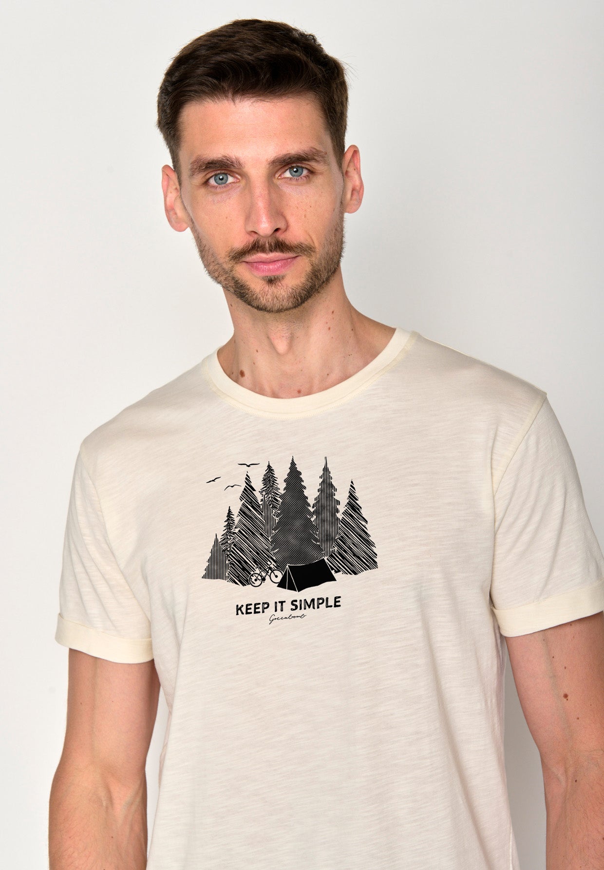 Creme White: Lässiges T-Shirt aus Bio-Baumwoll Mix für Herren [17400]