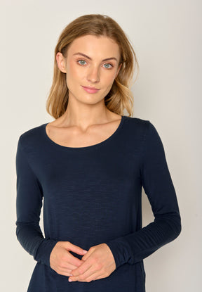 Blau:  Lässiges Longsleeve aus Viskose (LENZING™ ECOVERO™) Mix für Damen [17402]