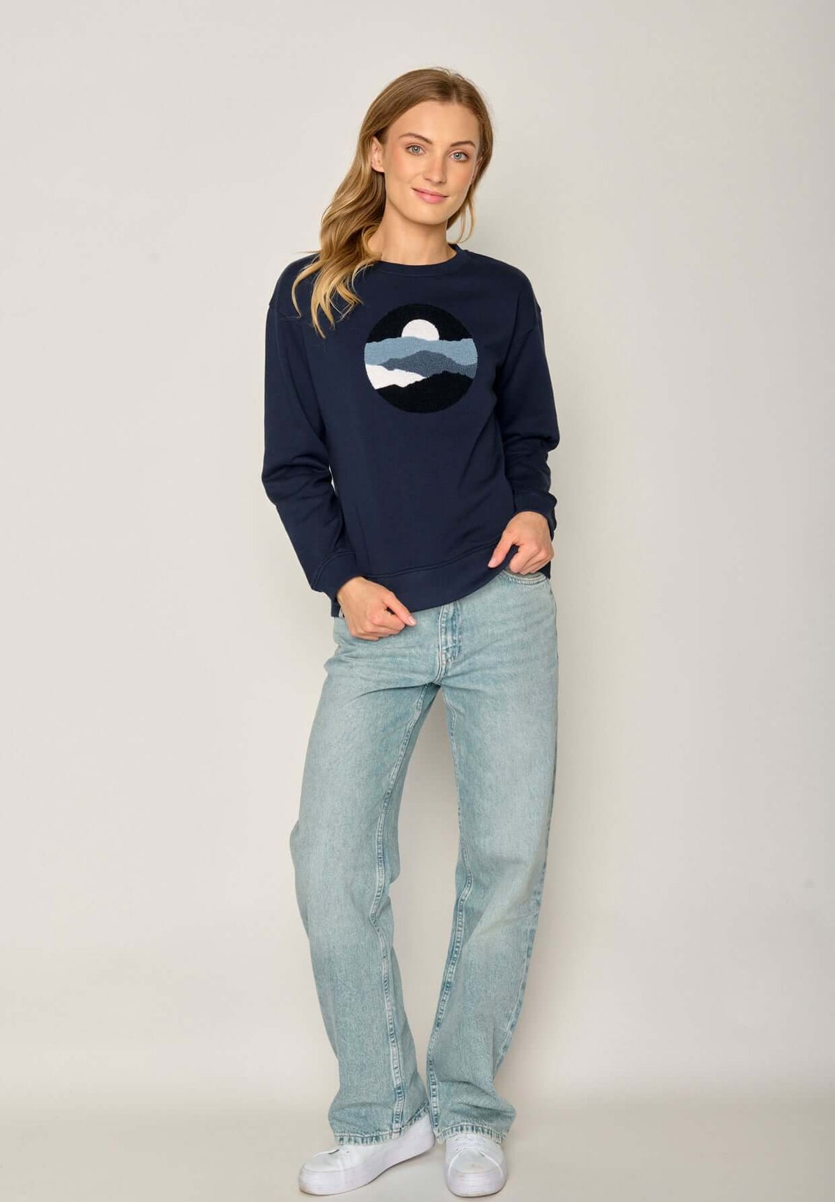 Blau:  Gemütliches Sweatshirt aus Bio-Baumwolle für Damen [17480]