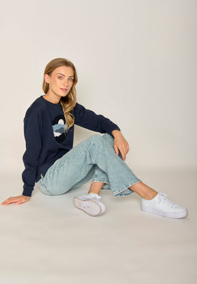 Navy: Gemütliches Sweatshirt aus Bio-Baumwolle für Damen [17482]