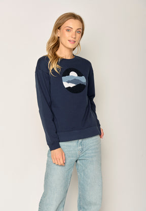 Navy: Gemütliches Sweatshirt aus Bio-Baumwolle für Damen [17483]