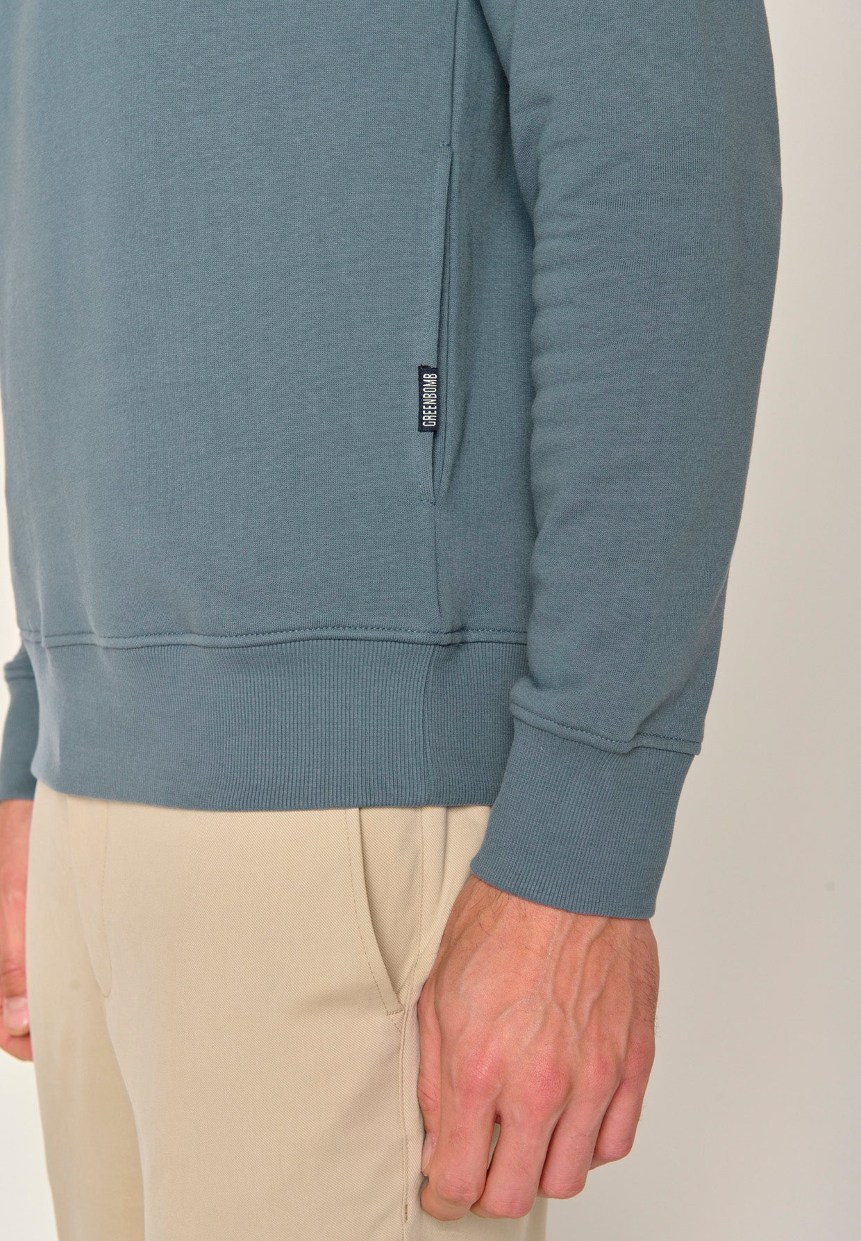 Vintage Blue: Kuschliger Hoodie aus Bio-Baumwolle für Herren [17489]