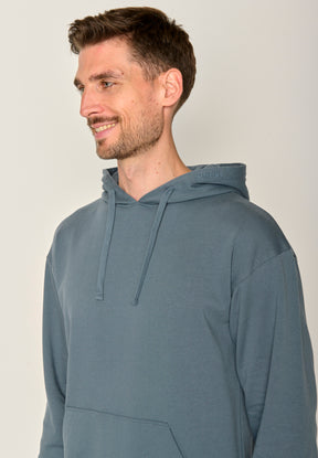 Vintage Blue: Gemütlicher Hoodie aus Bio-Baumwolle für Herren [17494]