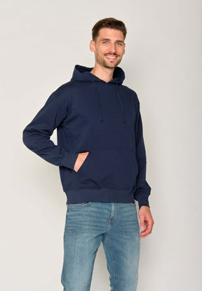 Blau:  Gemütlicher Hoodie aus Bio-Baumwolle für Herren [17500]