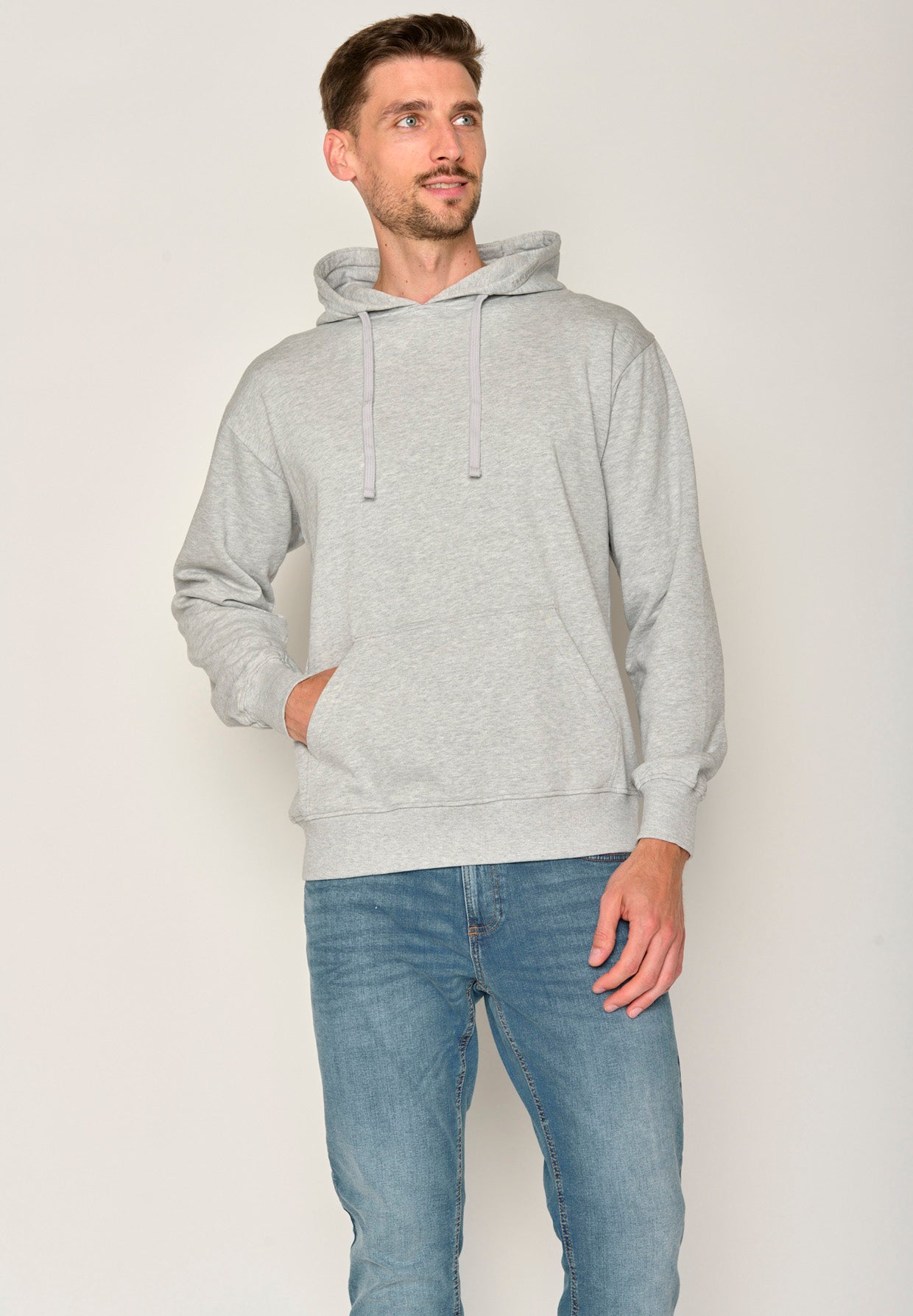 Heather Grey: Gemütlicher Hoodie aus Bio-Baumwolle für Herren [17508]