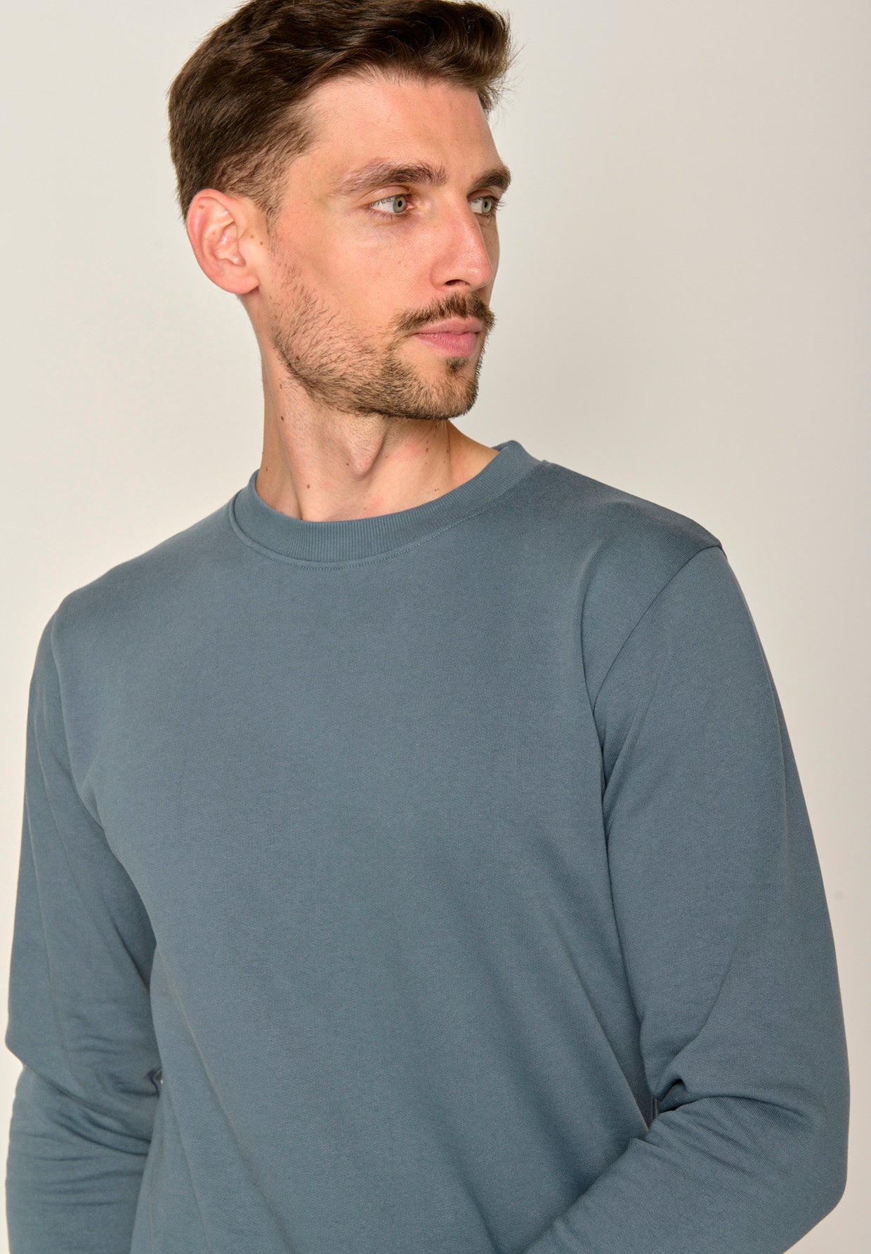 Blau:  Gemütliches Sweatshirt aus Bio-Baumwolle für Herren [17514]