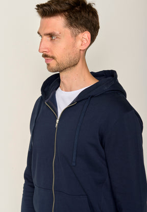 Blau:  Sportliche Zipjacke aus Bio-Baumwolle für Herren [17520]
