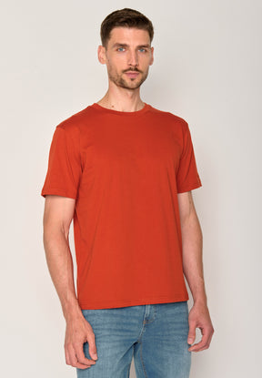 Clay Red: Lässiges Oversize-T-Shirt aus Bio-Baumwolle für Herren [17532]