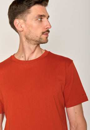 Clay Red: Lässiges T-Shirt aus Bio-Baumwolle für Herren [17533]