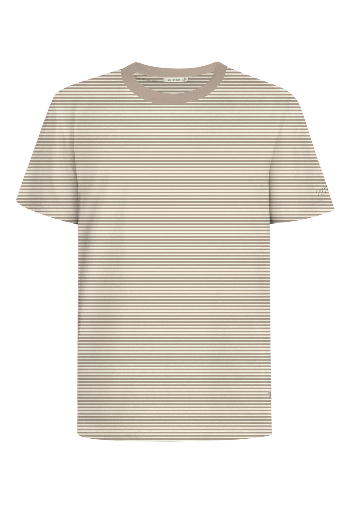 Beige Stripes: Lässiges Oversize-T-Shirt aus Bio-Baumwolle für Herren [17558]