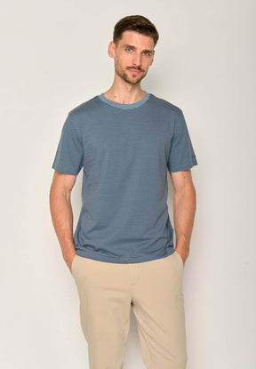 Blau:  Lässiges T-Shirt aus Bio-Baumwolle für Herren [17559]