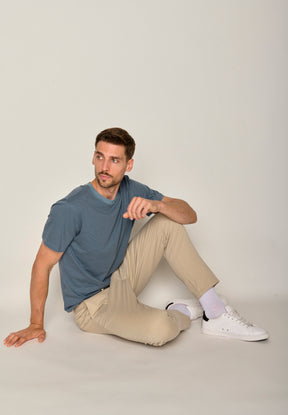 Ocean Stripes: Lässiges Oversize-T-Shirt aus Bio-Baumwolle für Herren [17562]