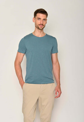 Blau:  Lässiges T-Shirt aus Bio-Baumwolle für Herren [17573]