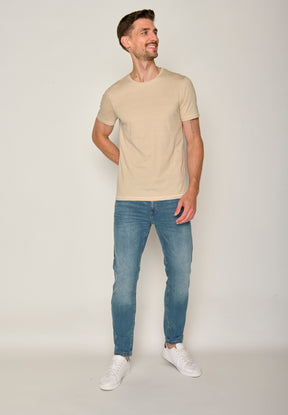 Beige Stripes: Sportliches T-Shirt aus Bio-Baumwolle für Herren [17584]