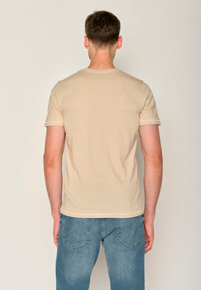 Beige Stripes: Sportliches T-Shirt aus Bio-Baumwolle für Herren [17585]