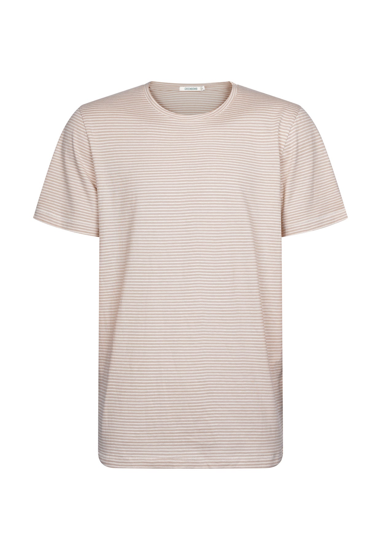 Beige Stripes: Sportliches T-Shirt aus Bio-Baumwolle für Herren [17588]