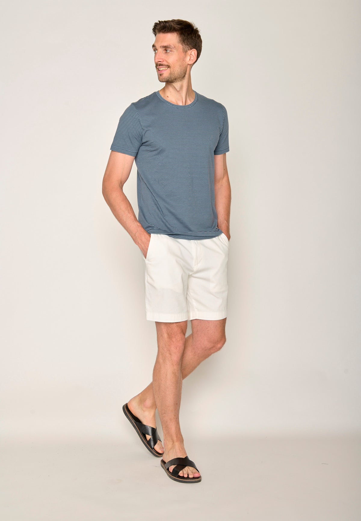 Blau:  Lässiges T-Shirt aus Bio-Baumwolle für Herren [17590]