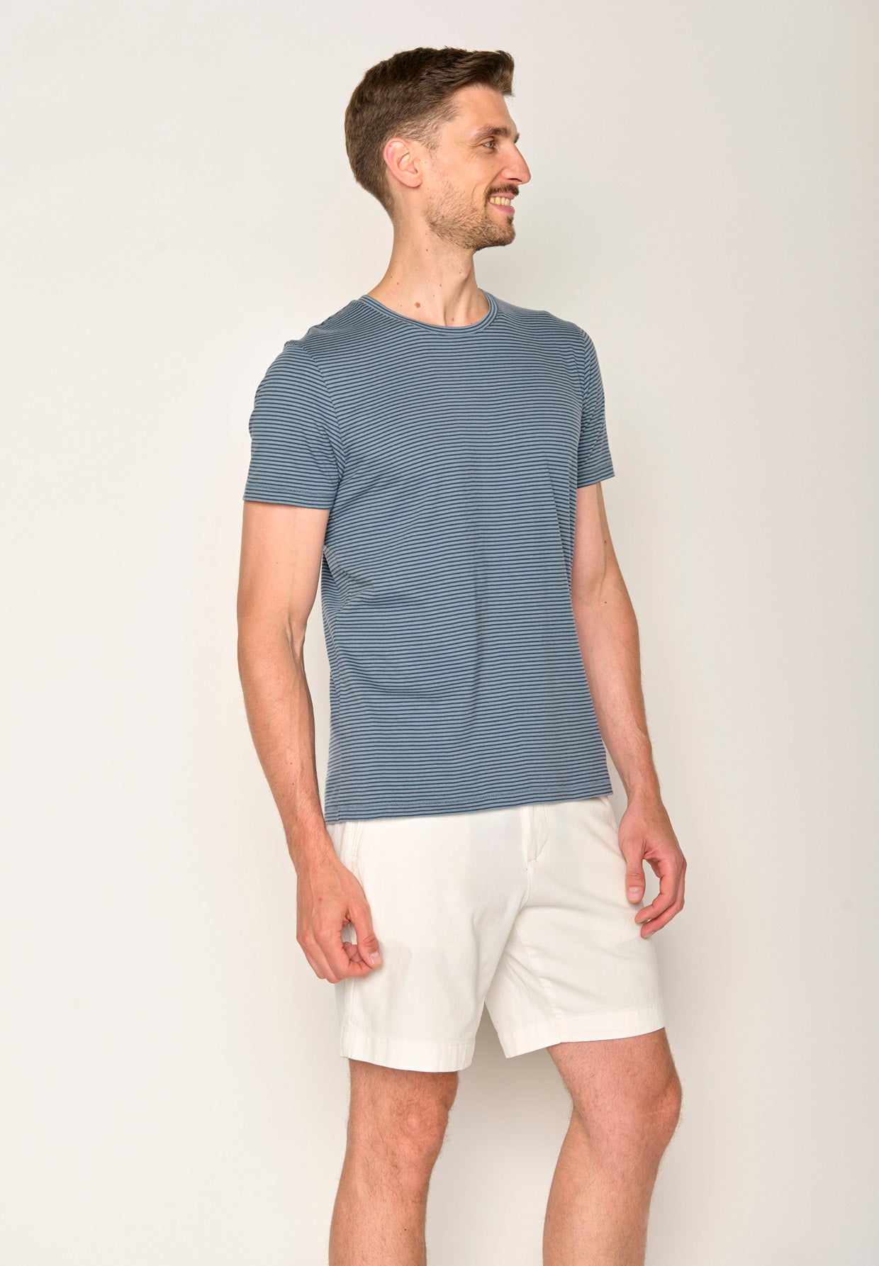 Blau:  Lässiges T-Shirt aus Bio-Baumwolle für Herren [17592]