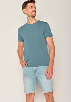 Blau:  Lässiges T-Shirt aus Bio-Baumwoll Mix für Herren [17595]