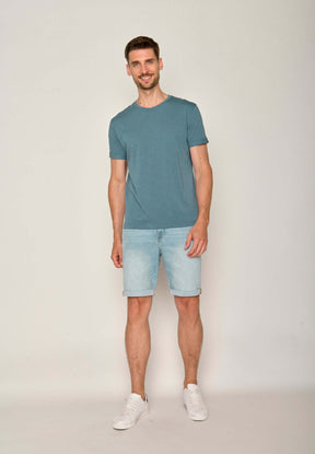 Blau:  Lässiges T-Shirt aus Bio-Baumwoll Mix für Herren [17596]
